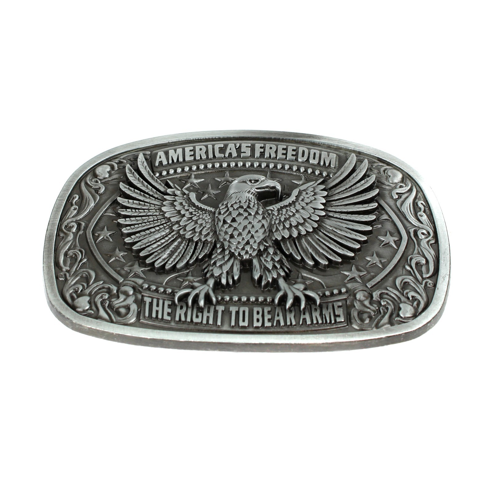 America&rsquo;s Freedom 2nd Amendment Eagle Belt Buckle Antique Silver Fits 1.5&Prime; Belts