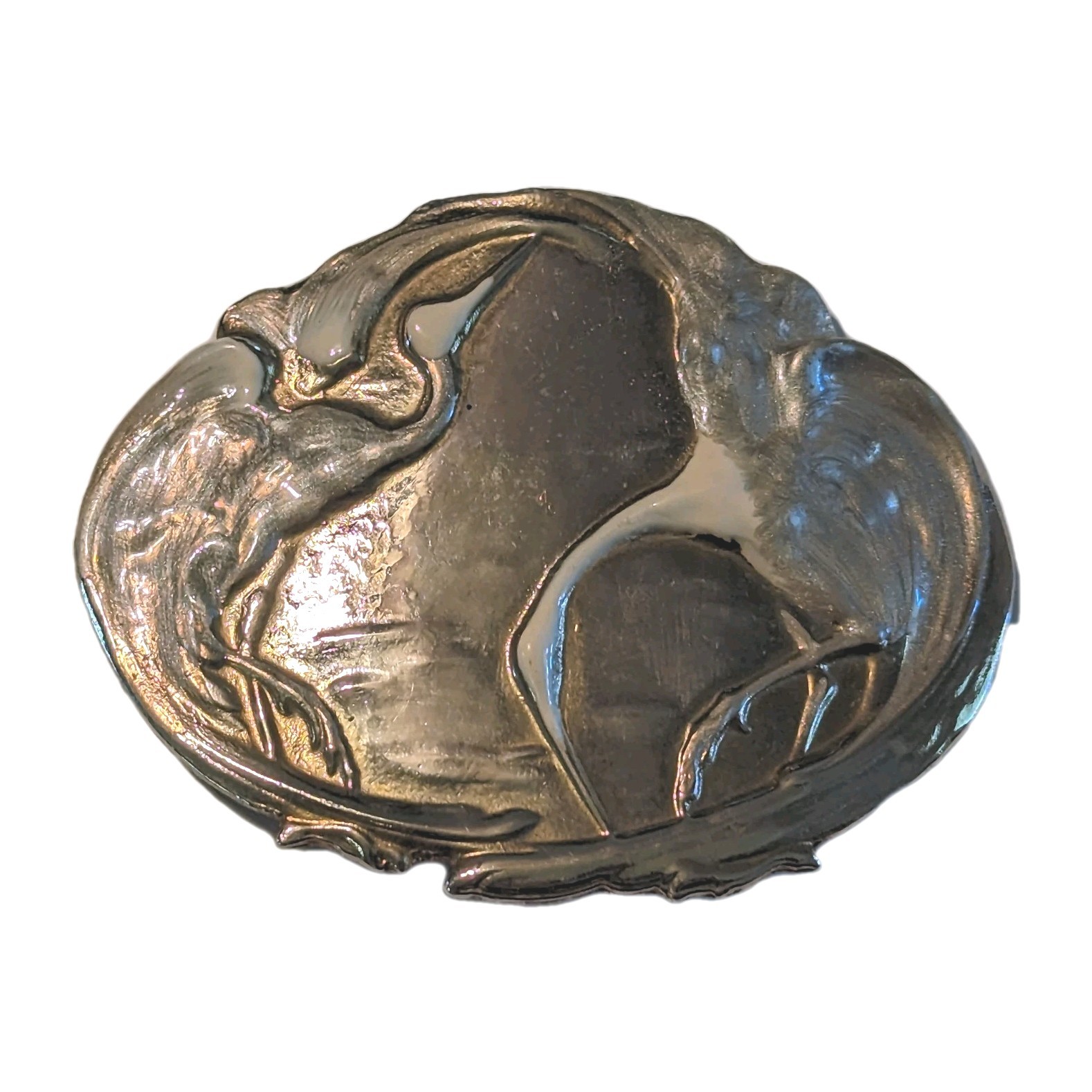 Charmant Belts Inc Beverly Hills Enamel Belt Buckle Cranes Egrets Birds Women’s