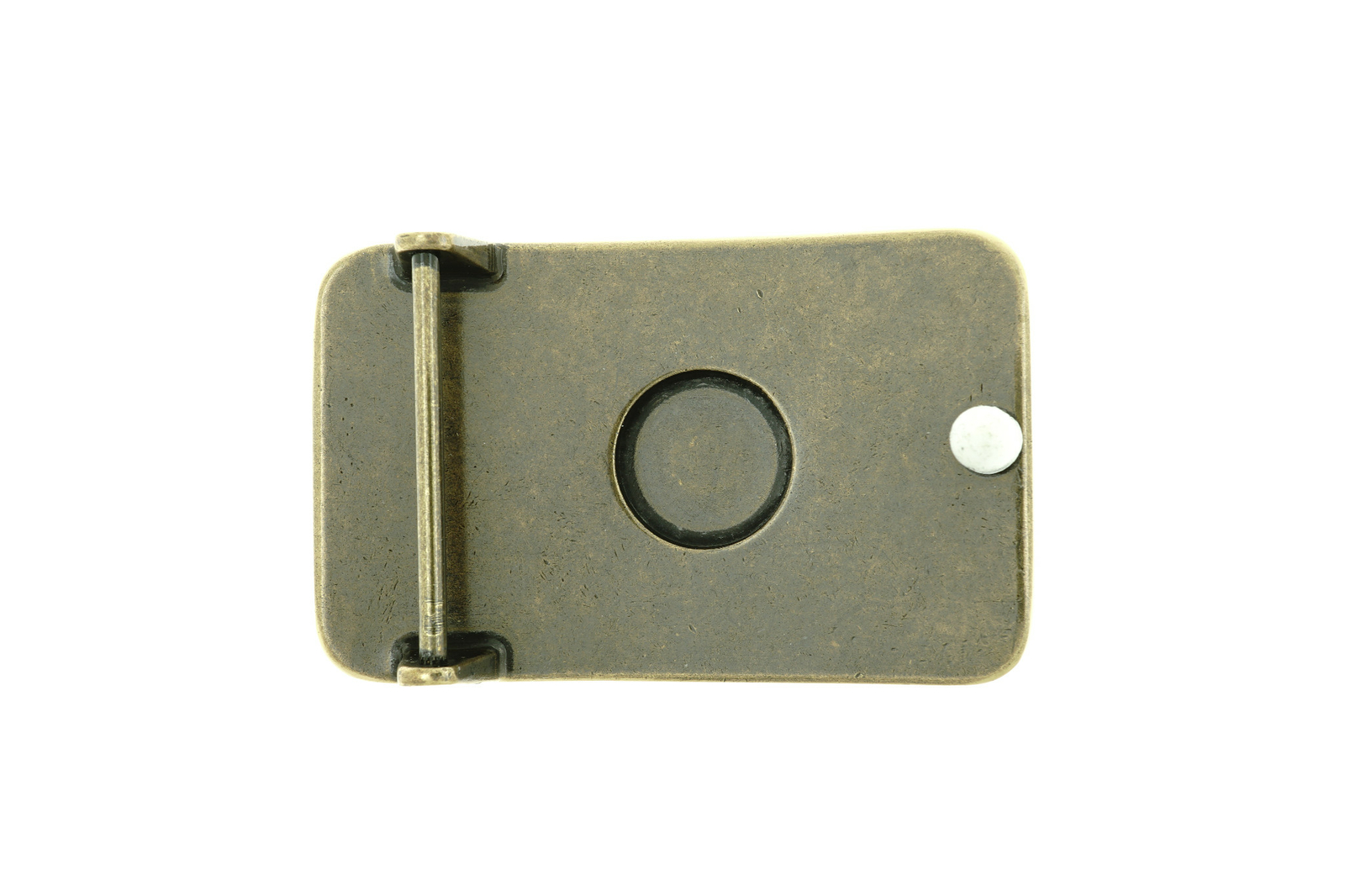 Western Flower Pattern with Green Stone Rectangle Solid Brass Metal Belt Buckle