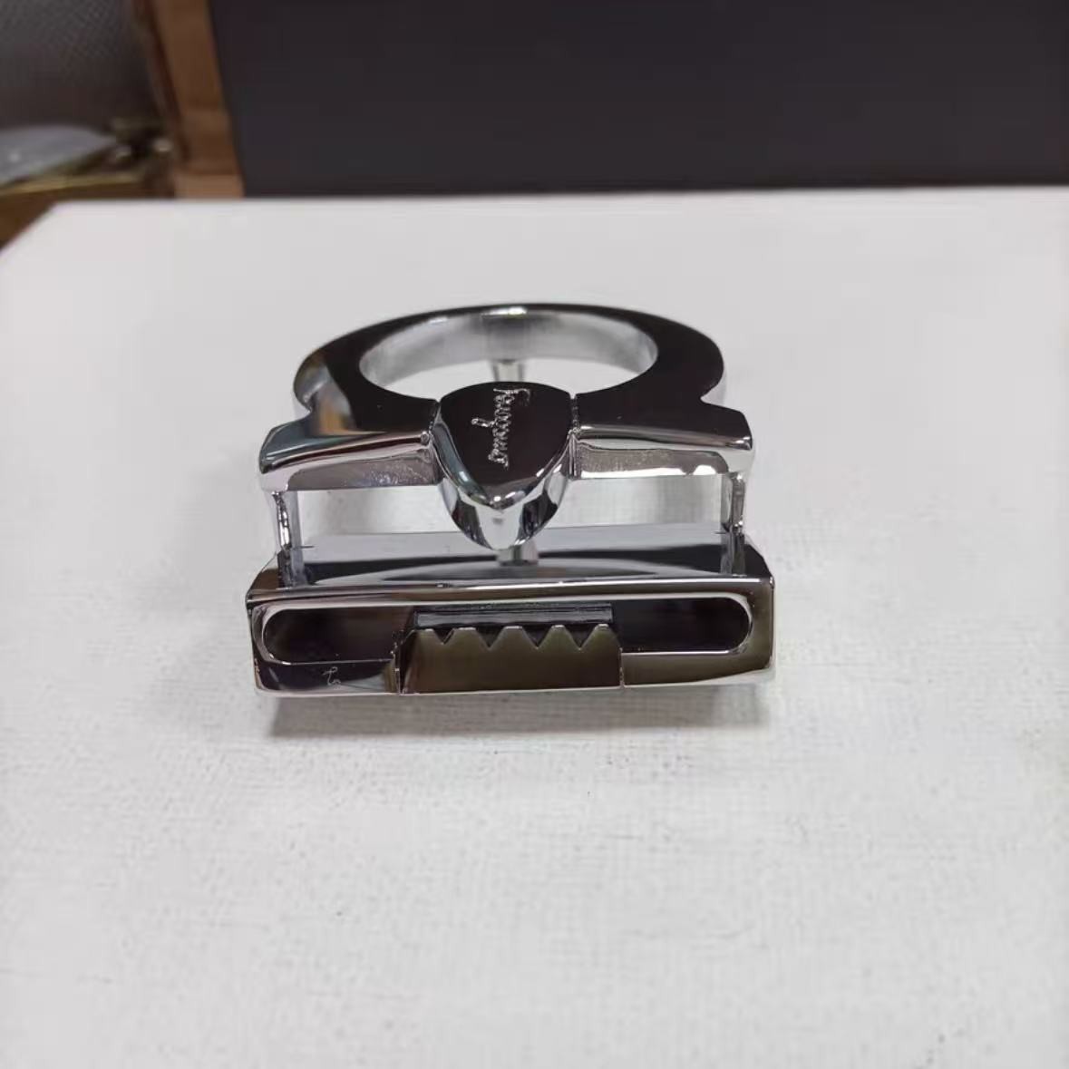 Ferragamo Polished Silver-Tone Copper Belt Buckle fits 3.3-3.4cm wide Belts