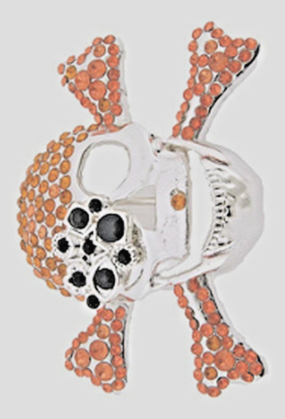 Skull Belt Buckle Crossbones Feather Halloween Pirate Costume Orange Bling Metal