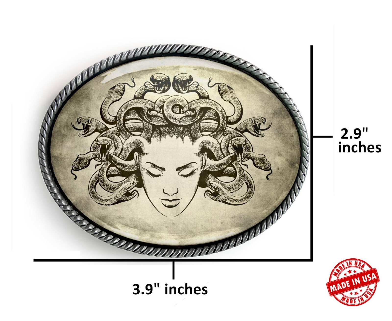 Medusa Belt Buckle – Greek Mythology Female Monster Handmade Buckle – 554