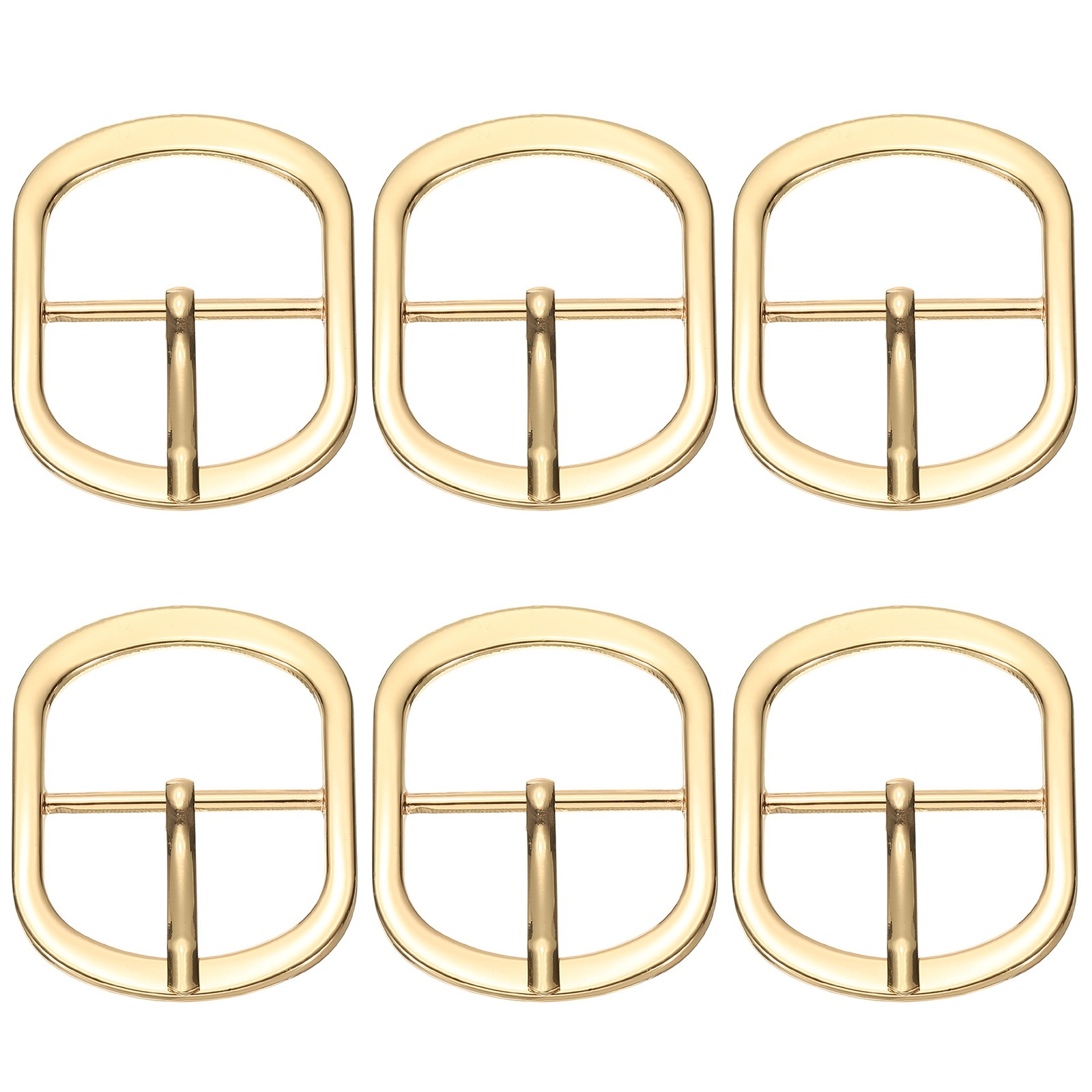 6 Pcs 1.5&Prime; Single Prong Buckles Oval Center Bar Buckles, Gold Tone