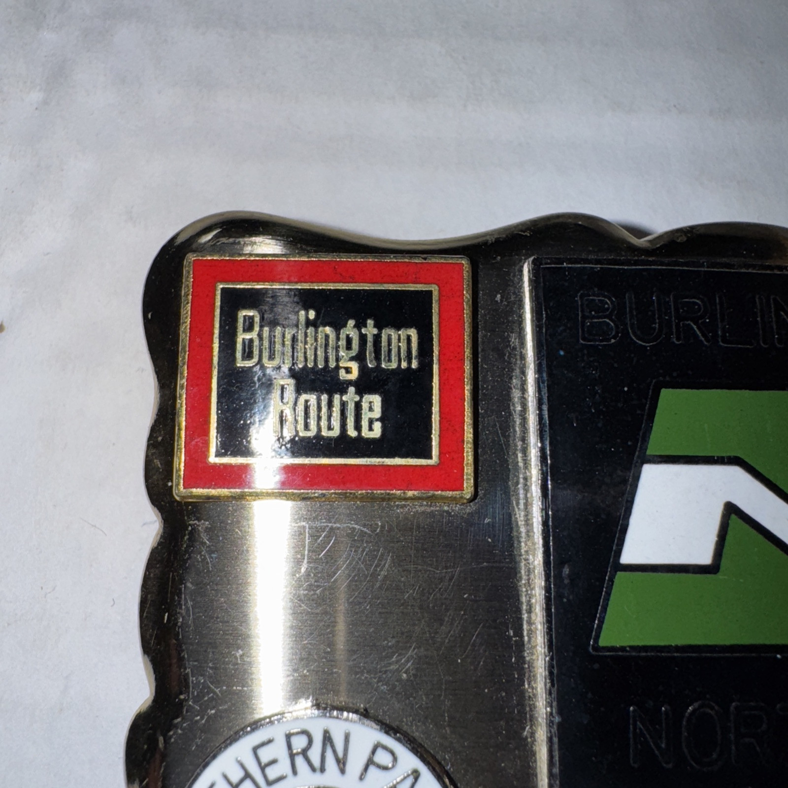 Burlington Northern NPRR Train Railroad BN Frisco Railway Vtg Belt Buckle
