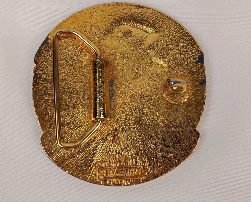 VTG Glossy Gold Madame Beverly Harrell&rsquo;s Cottontail Ranch Belt Buckle 1975 *Read