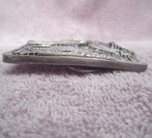 Vintage 1977 Bergamot Pewter Belt Buckle Geese Ducks Towner N Dakota Made In USA