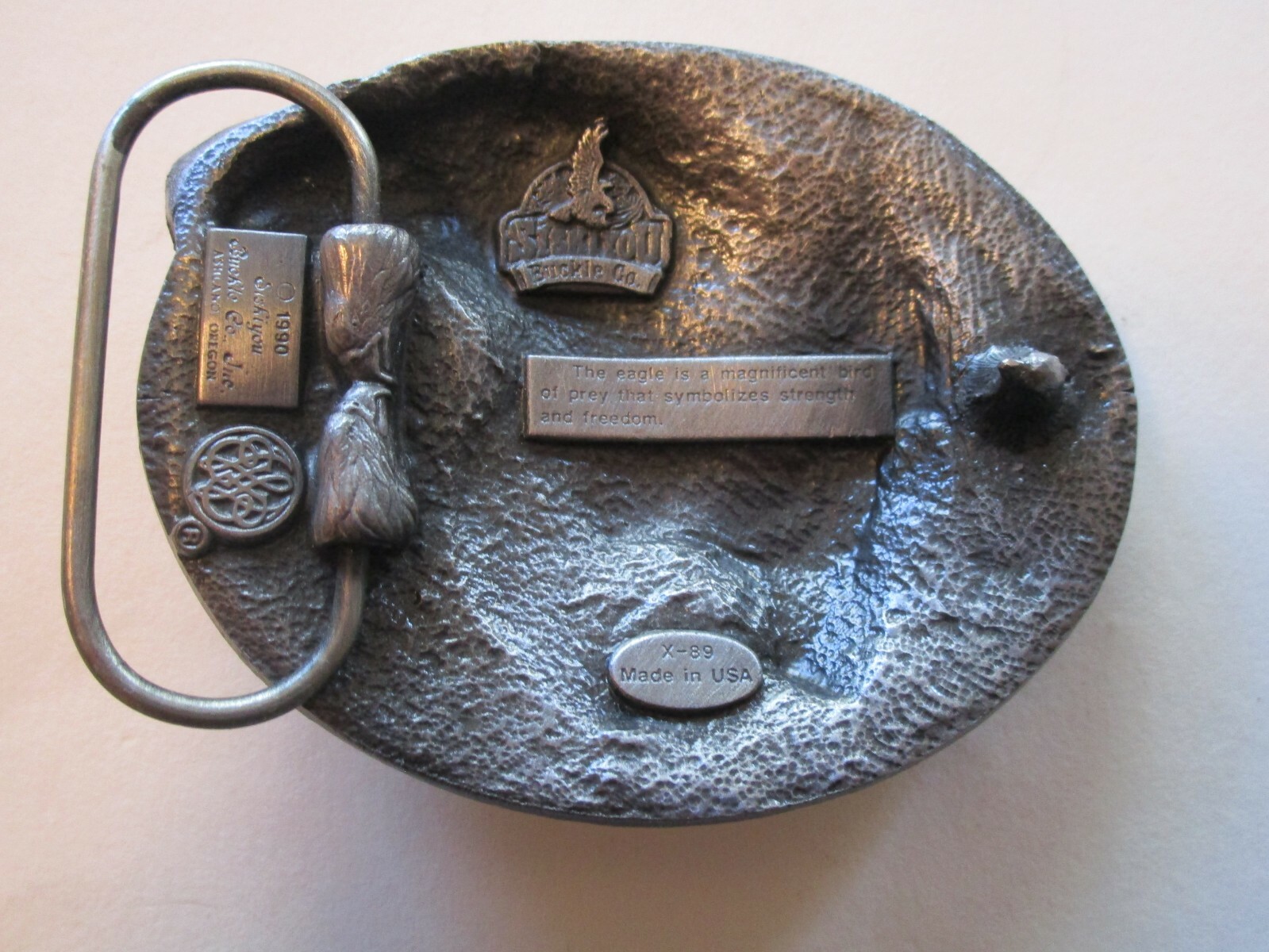 Siskiyou Buckle Co Belt Buckle Double EAGLE 1990 Pewter Vintage