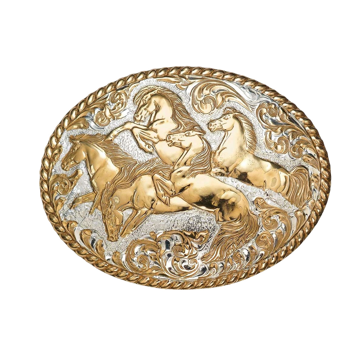 Crumine Men&rsquo;s Bronze 5 Wild Horses Oval Buckle C08700