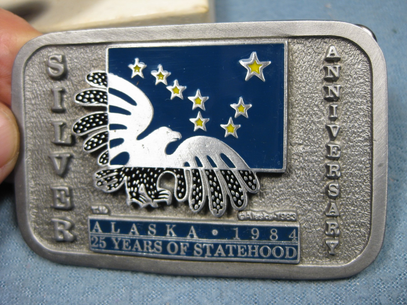 Alaska Silver 25th Anniversary 1983 Pewter 1 3/4&Prime; Belt Buckle Limited Numbered