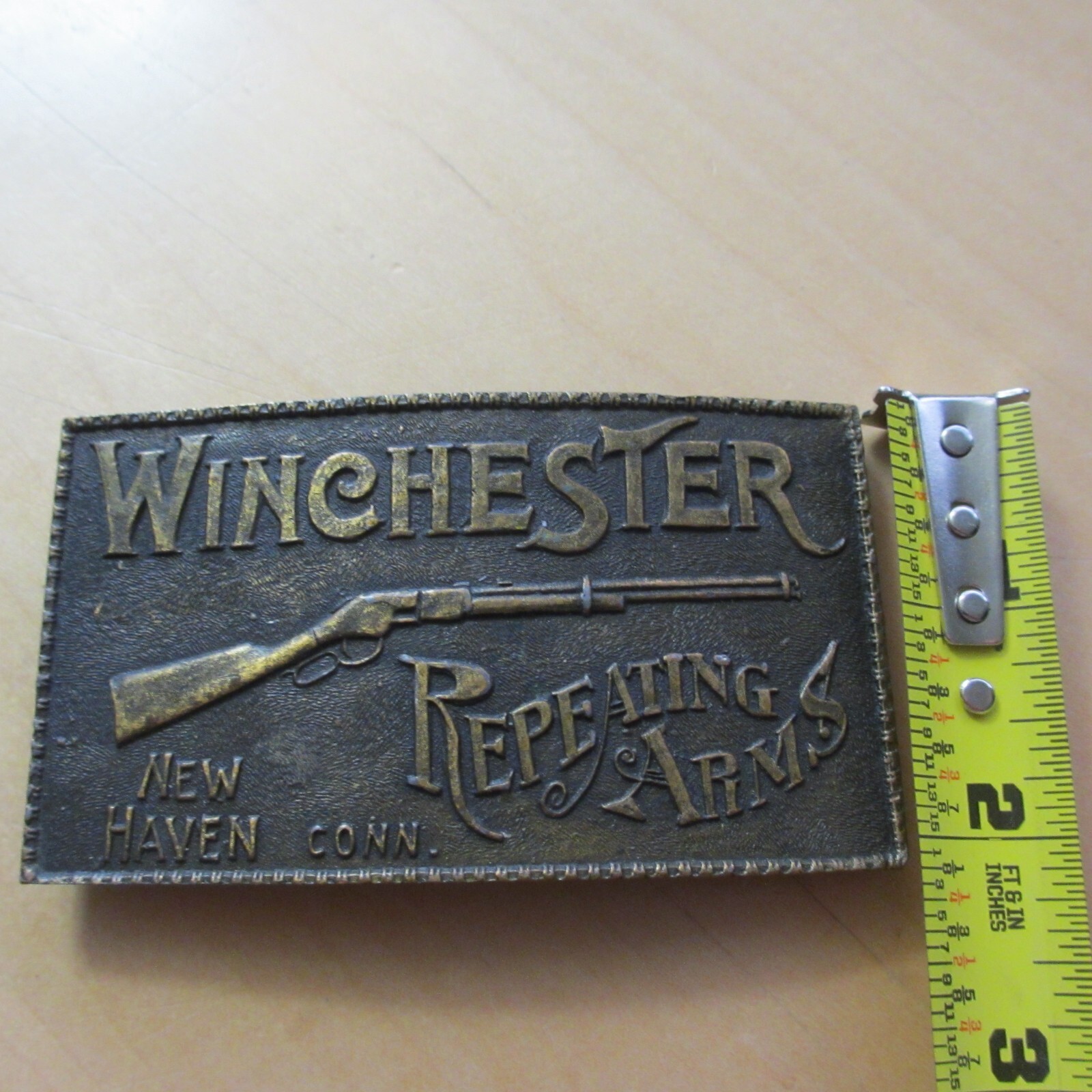 rectangle WINCHESTER 3 3/4 x 2 1/8  » BELT BUCKLE Repeating Arms New Haven, CT