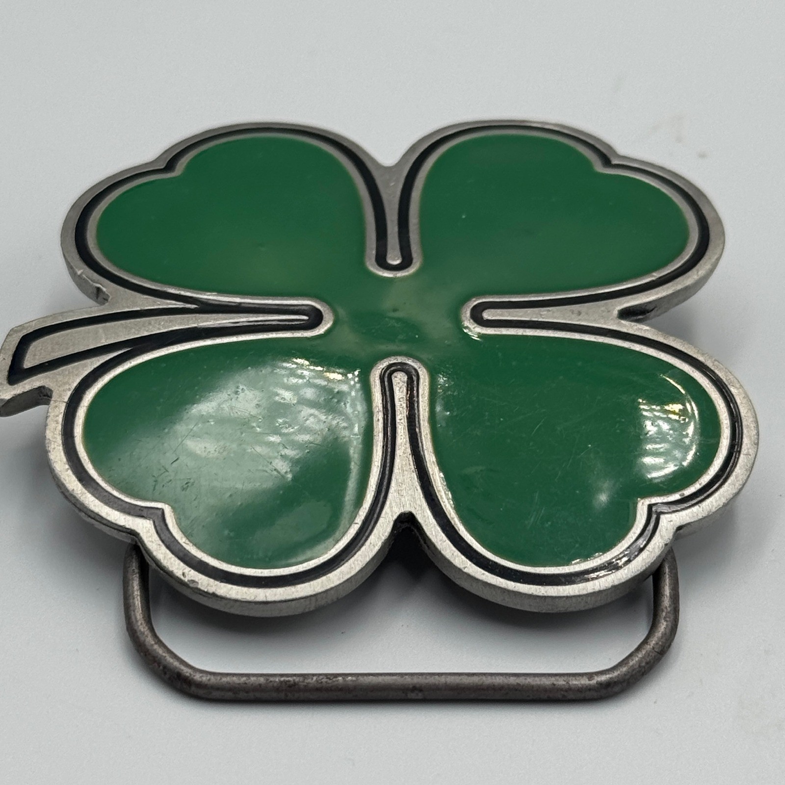 Great American Products 2001 Green Four Leaf Clover Fine Pewter Belt Buckle 4602