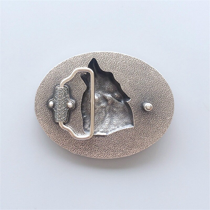 Vintage Silver Plated Western Shout Wolf Oval Belt Buckle also Stock in US