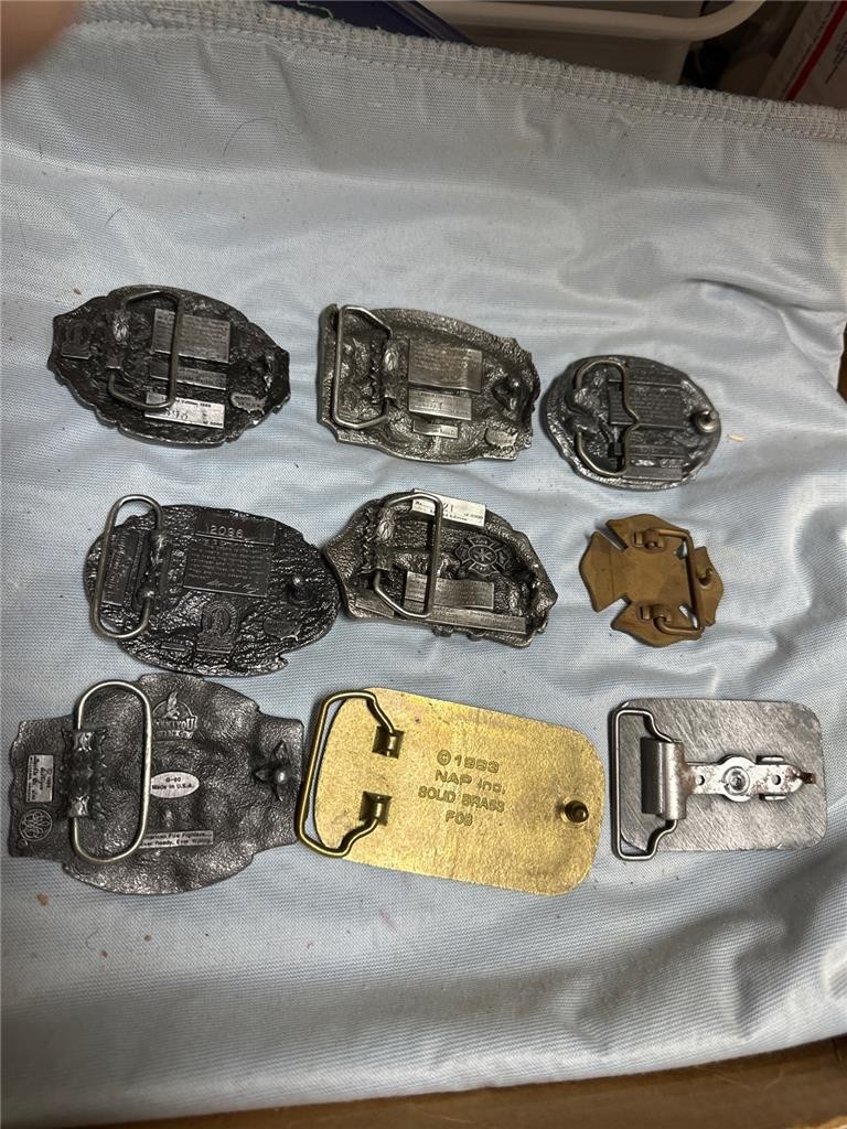 Huge Vintage Firefighter Belt Buckle Lot of Nine Buckles