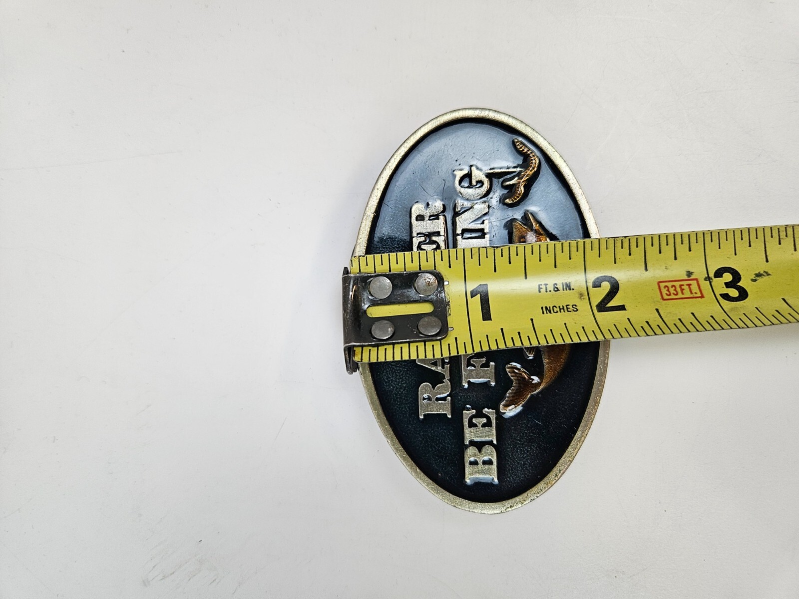 Vtg Capt Hawks 1978 Belt Buckle I&rsquo;D RATHER BE FISHING 3.5&Prime; Oval Father Dad