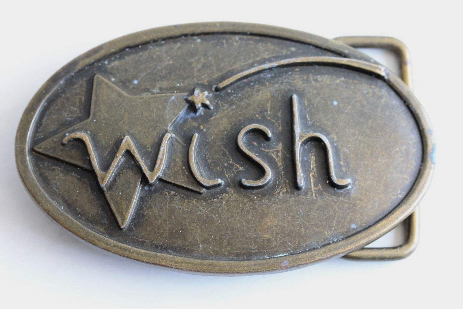 Vintage Wish upon a Star Brass Tone Belt Buckle