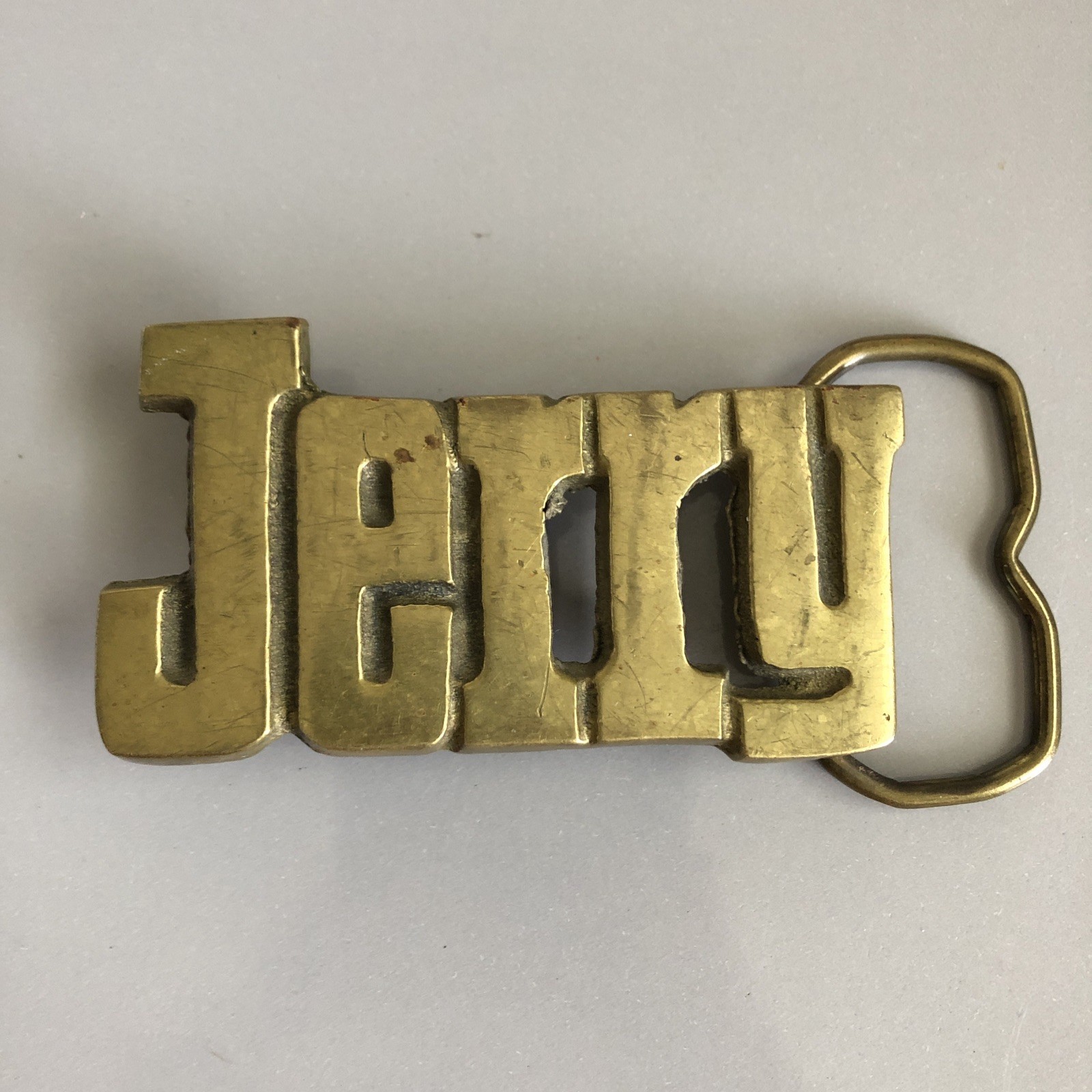 Vintage Aminco Solid Brass JERRY Name Belt Buckle Personalized Western Retro