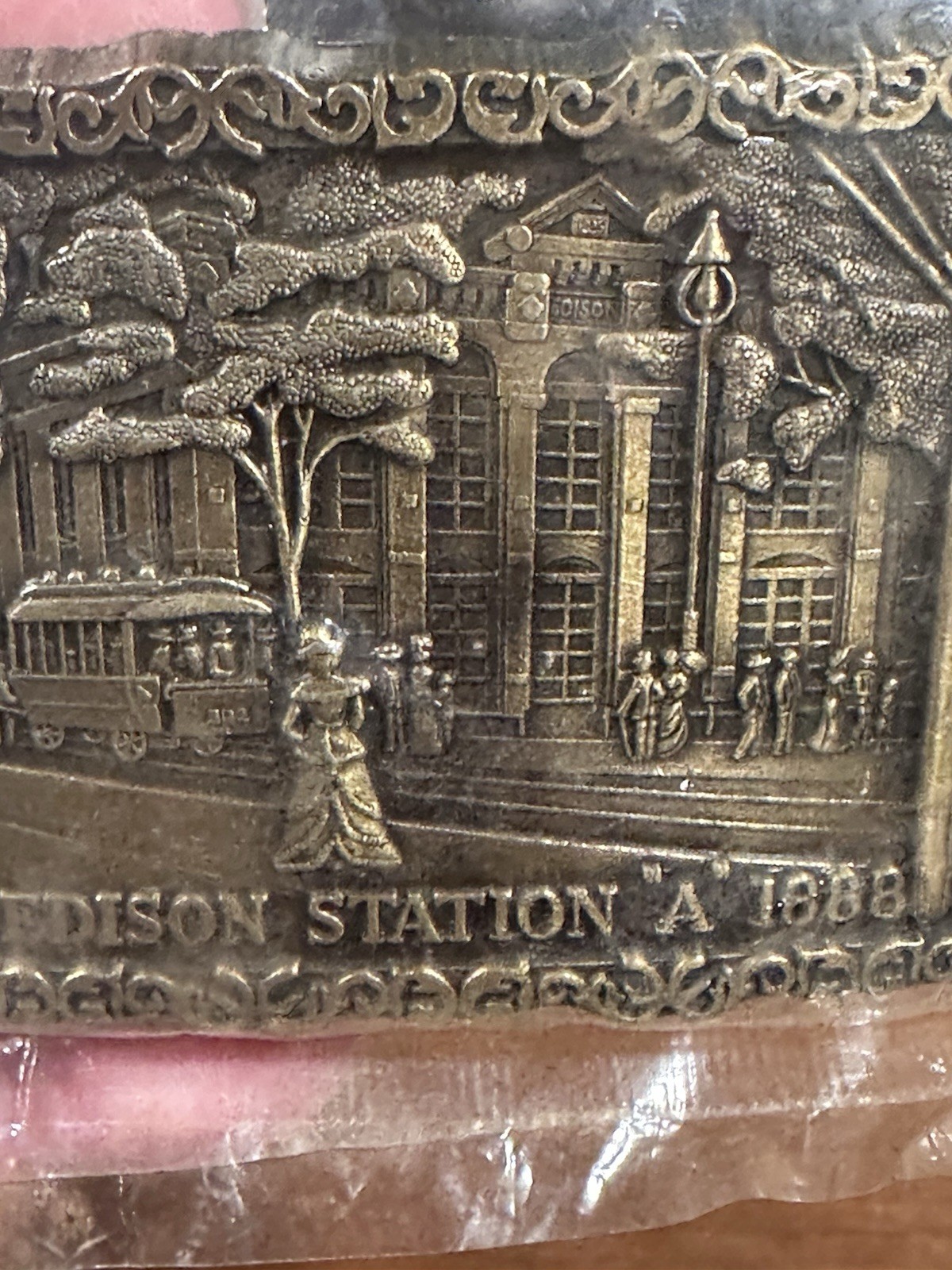 Vintage Brass Finish Belt Buckle Edison Station “A” 1888 Collectible