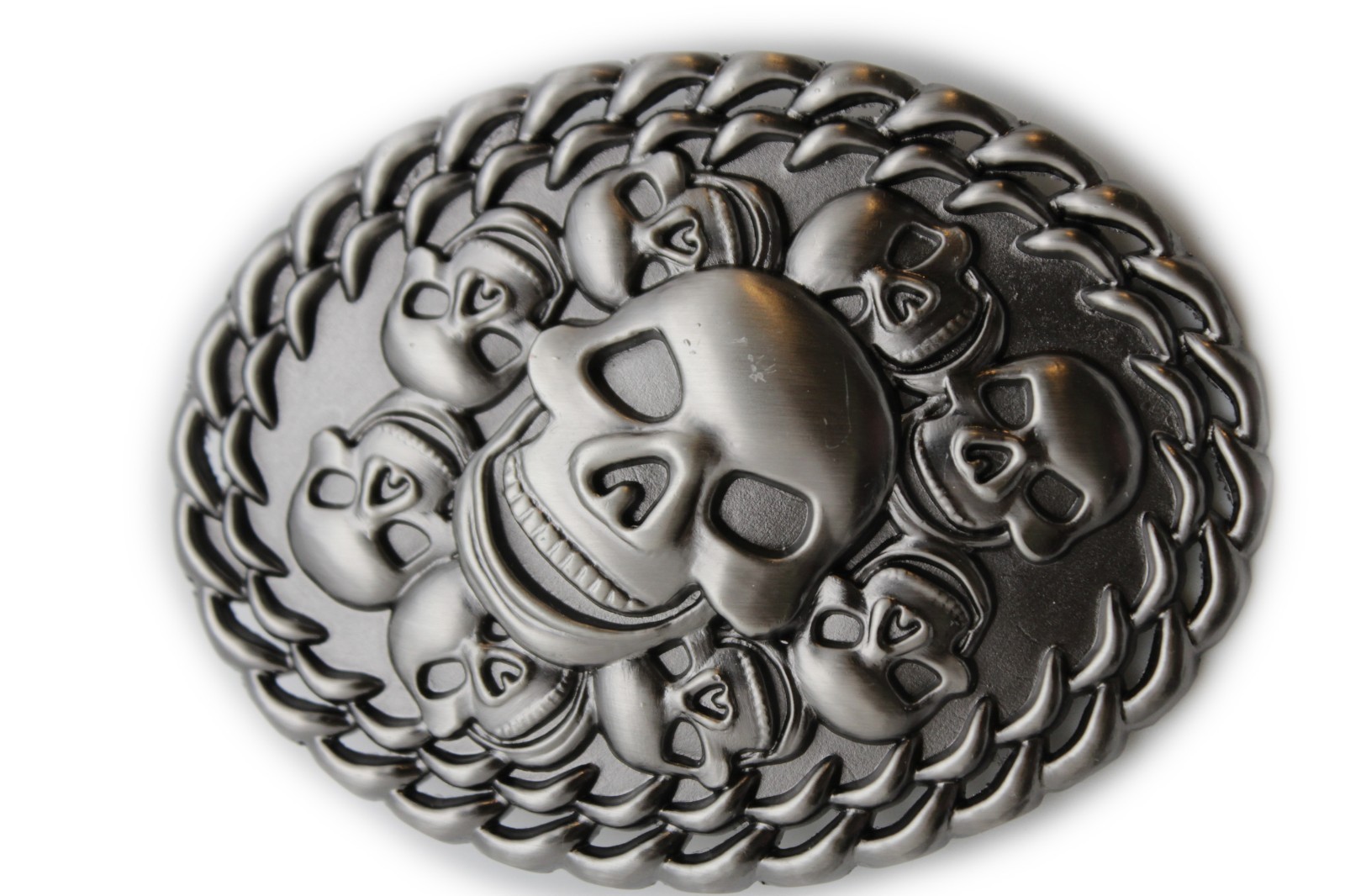 Men / Women Dark Silver Metal Belt Buckle Fashion Skeleton Skulls Pirate Bones