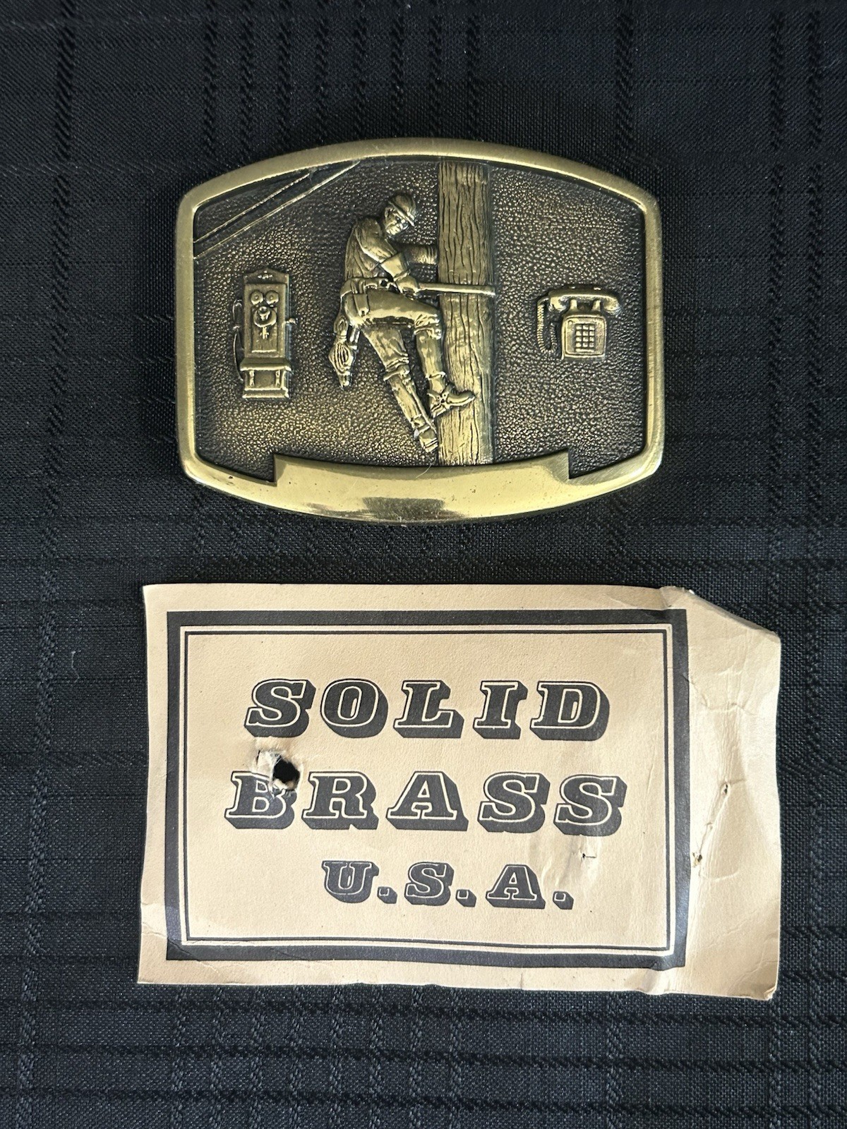 Solid Brass BTS Telephone Repair Lineman Belt Buckle, & 2 Others