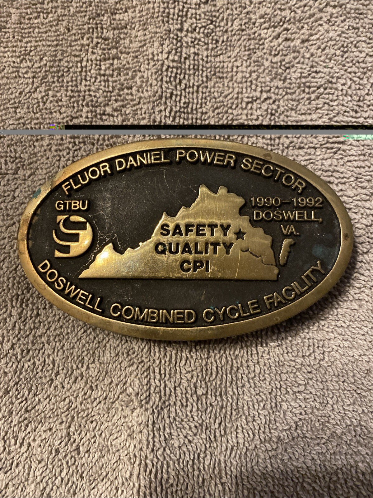 Solid Brass Fluor Daniel Virginia Power Sector Safety Quality Belt Buckle