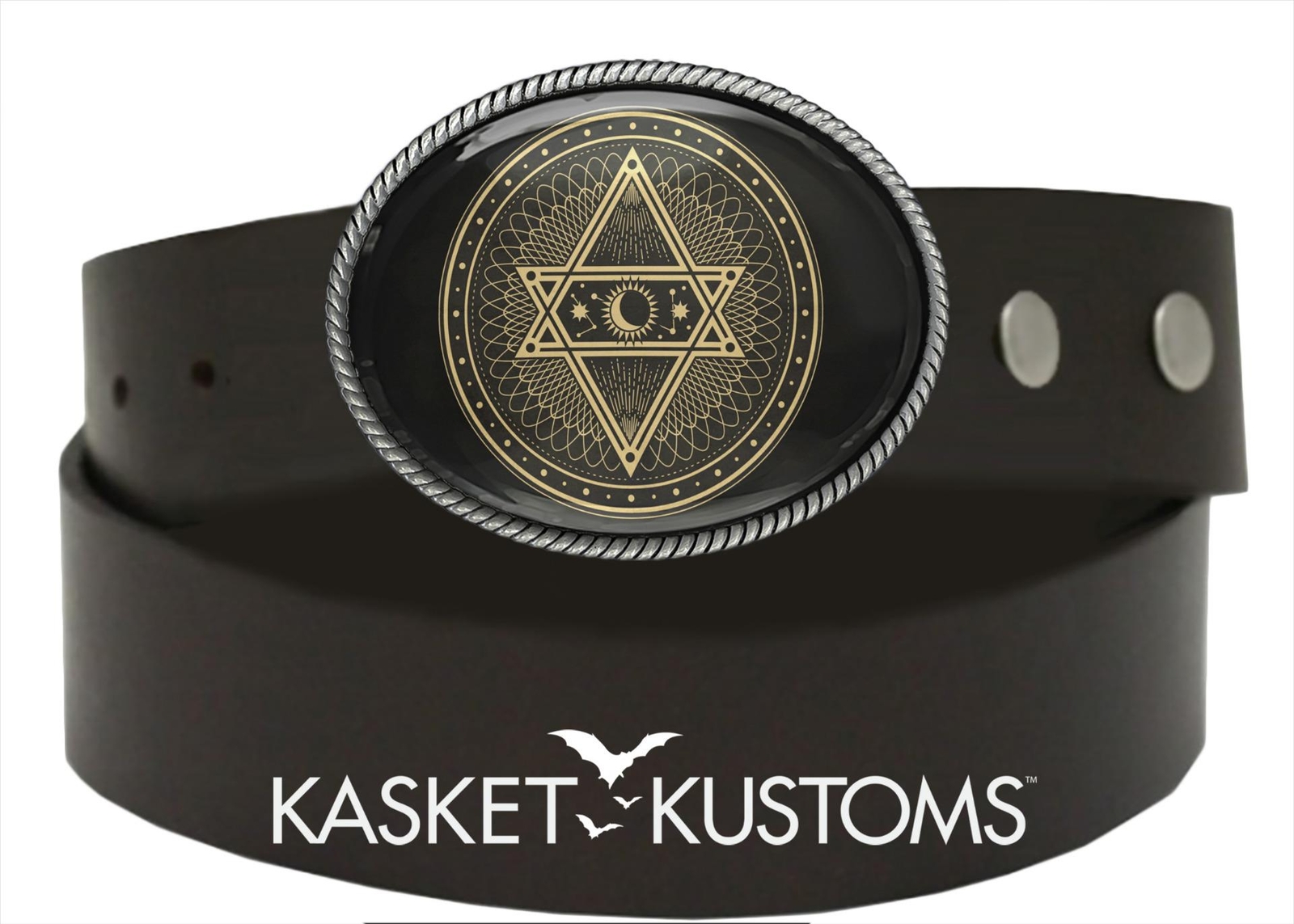 Tarot Pentagram Belt Buckle – Moon Sun and Stars Magic Symbol Buckle – 614-SO