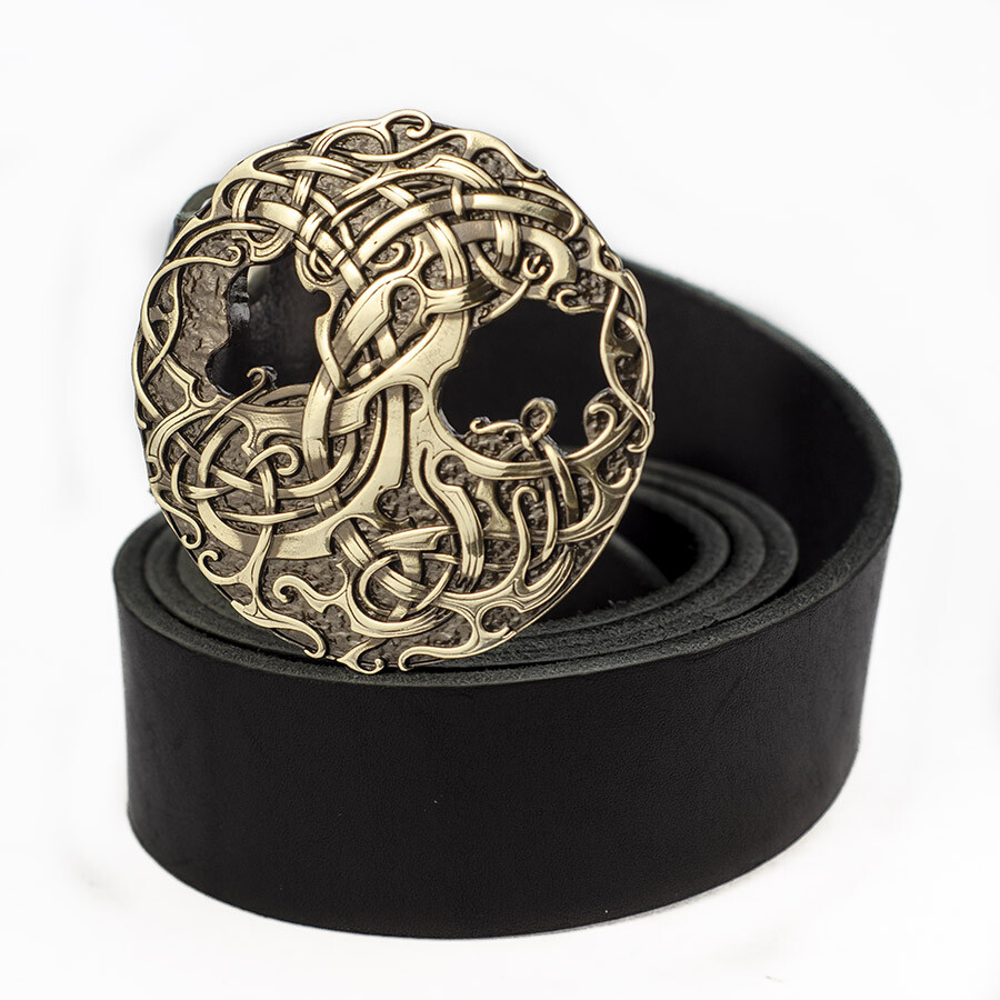 World Tree german silver belt buckle, Scandinavian Nordic Celtic runic Tree