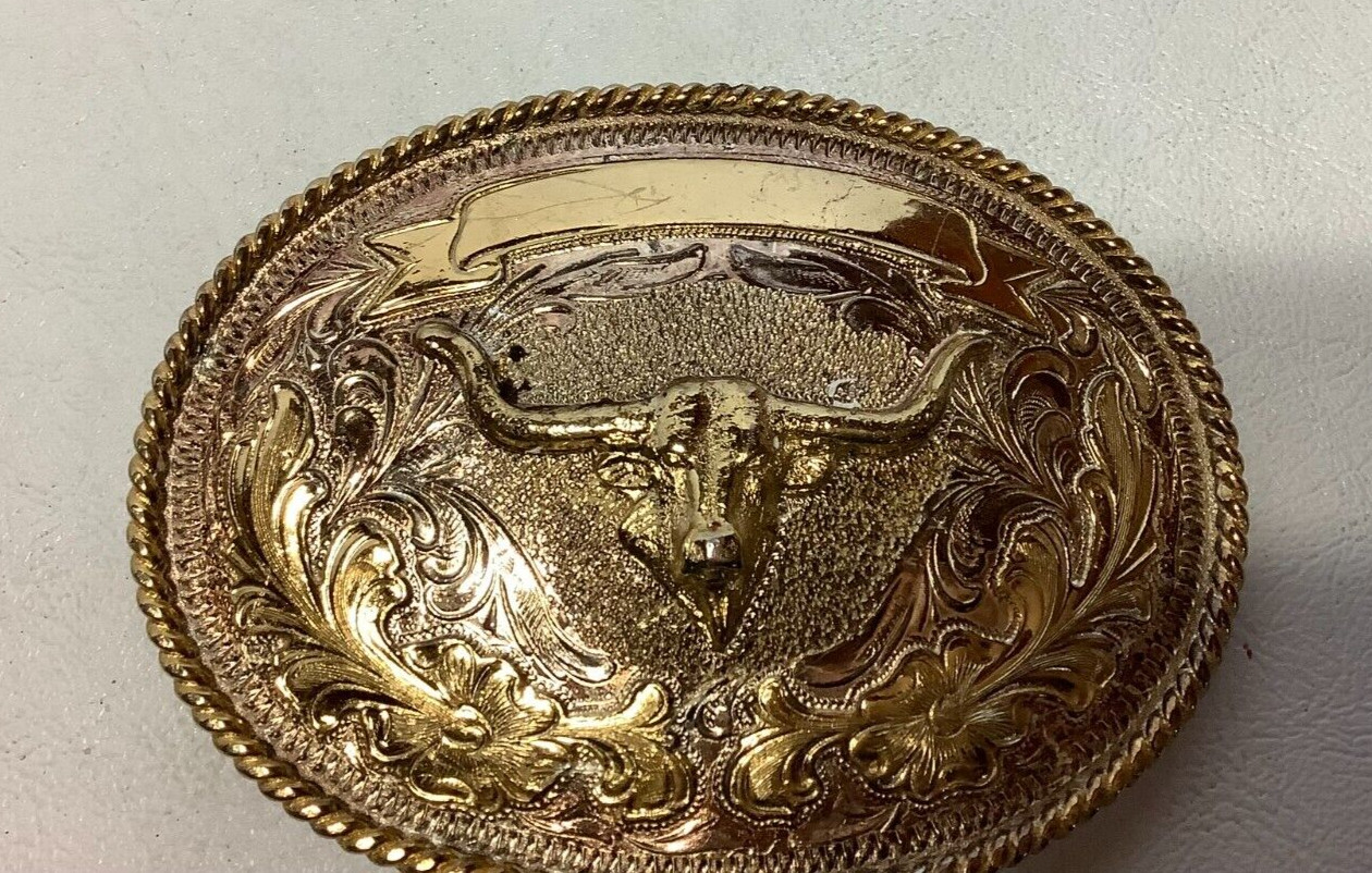 Hebillas « Diana » Western Belt Buckle Longhorn 4&Prime; Wide x 3&Prime; Tall