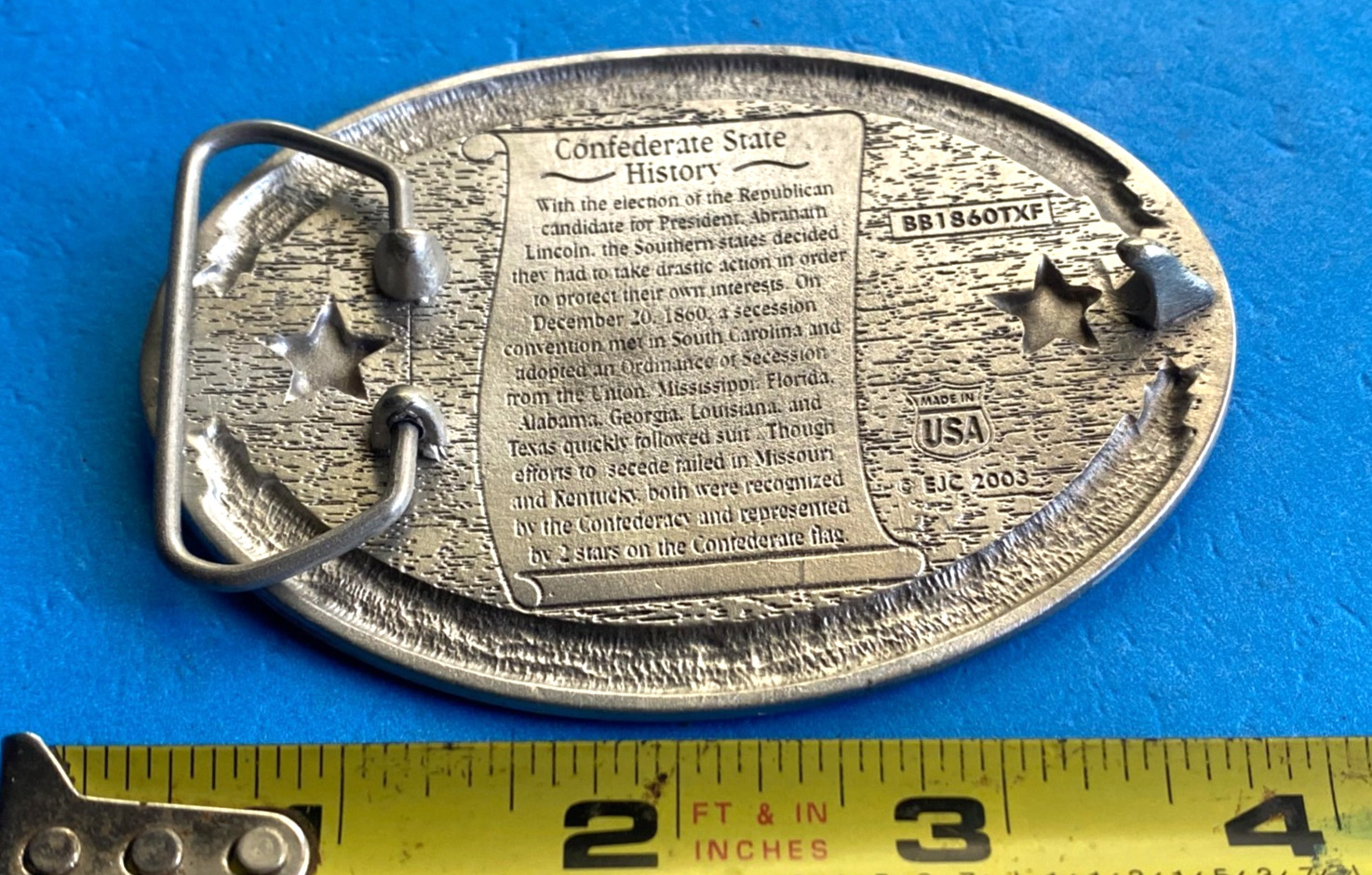 Vintage CSA Confederate States Of America Texas Belt Buckle