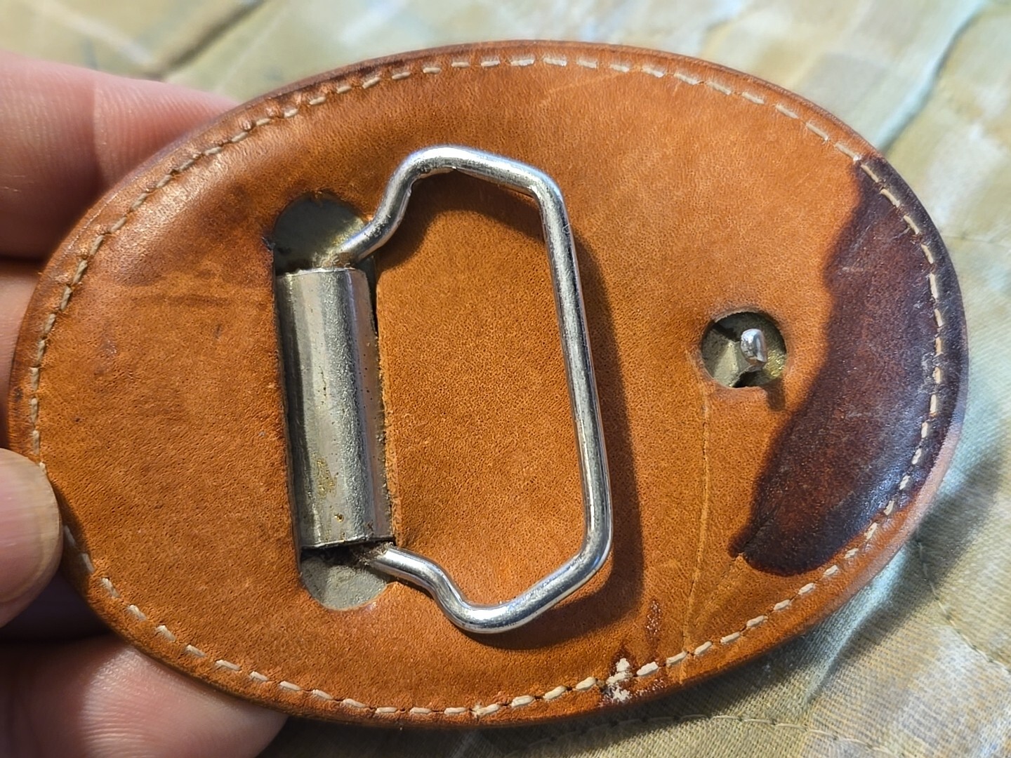 ILLINOIS Brown Leather Belt Buckle