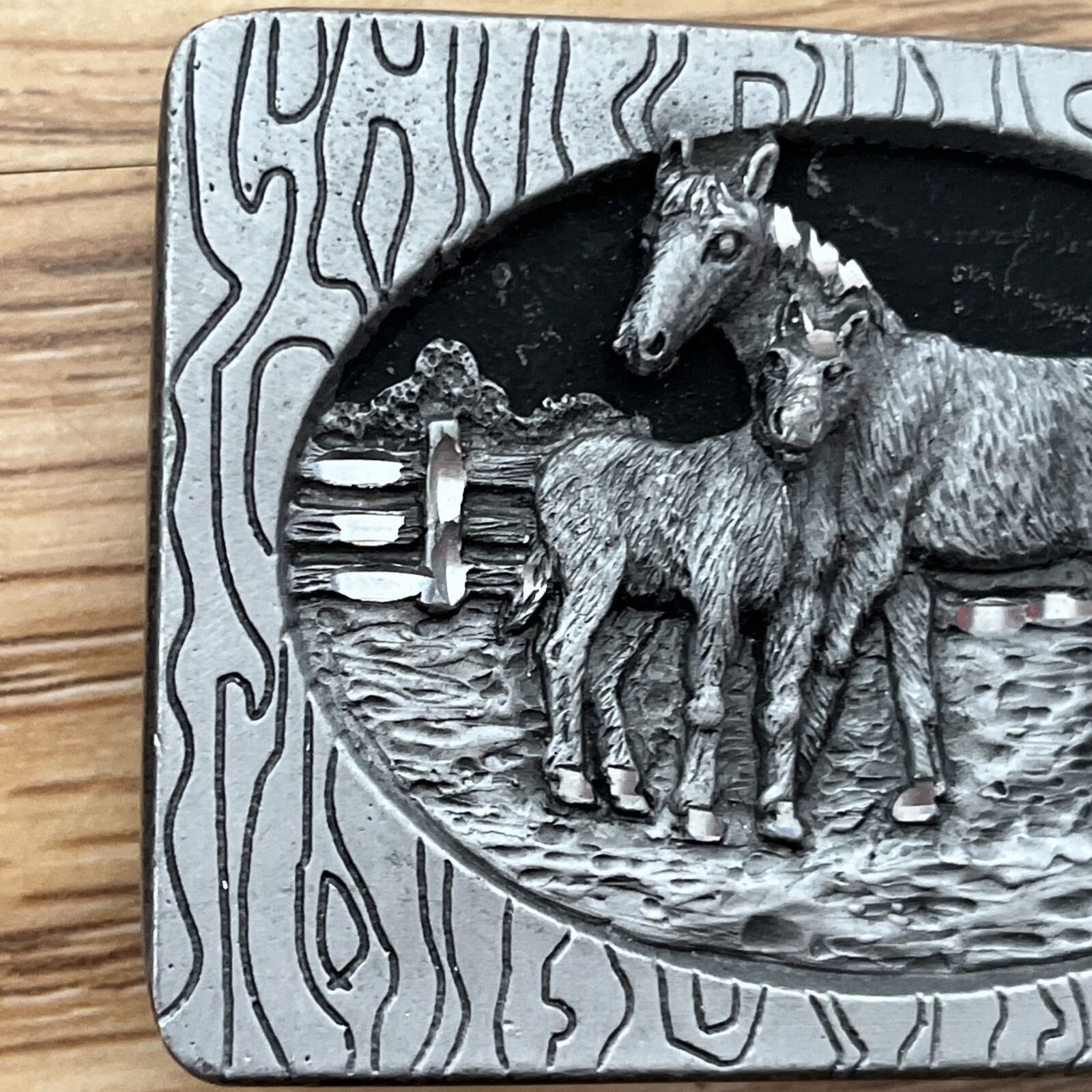 Vintage 1994 Silver Star Colorado Horse Fawn Belt Buckle 5999 Made In USA Pewter