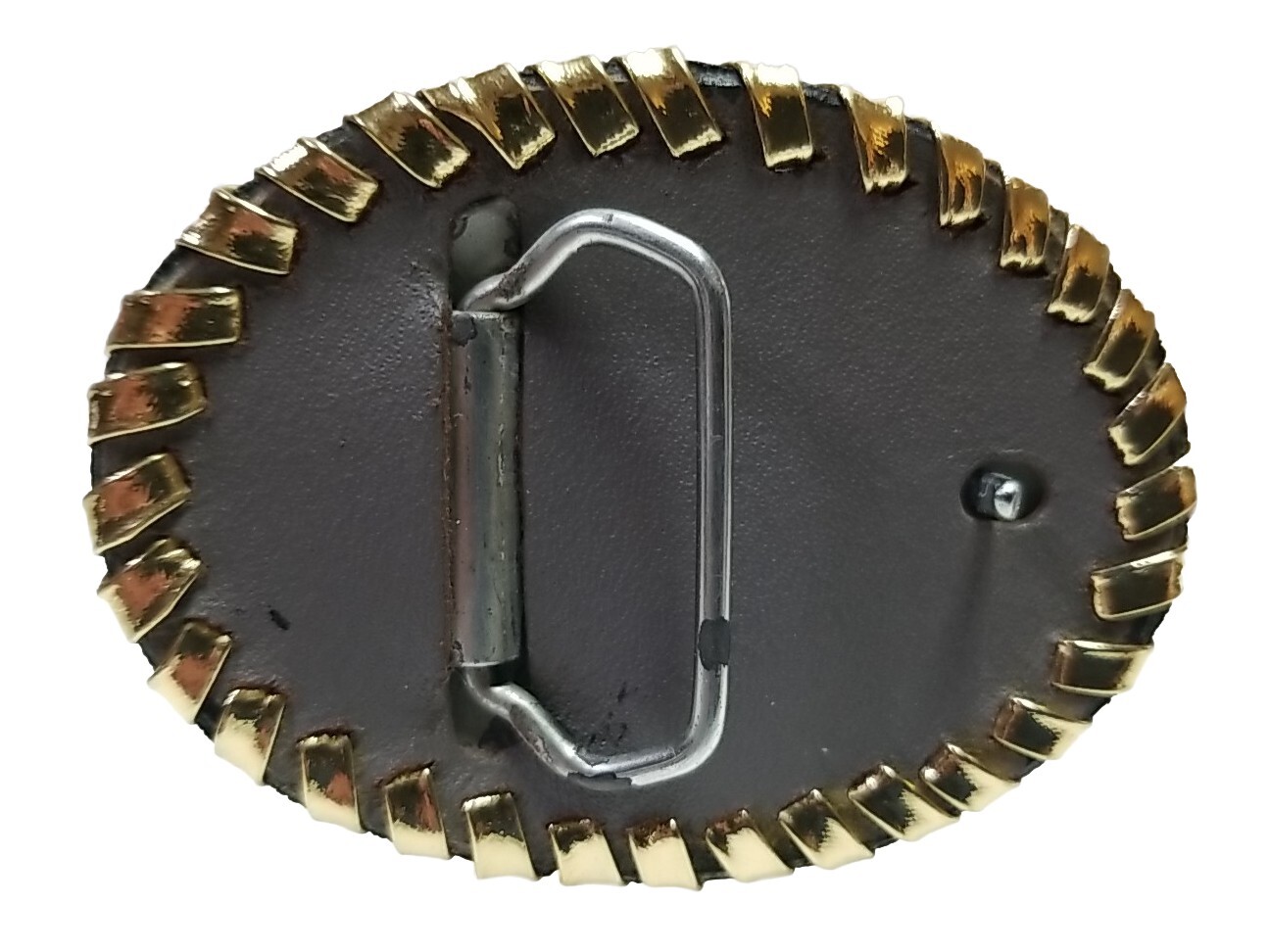 EAGLE Belt BUCKLE w/ SILVER Edge LACING Handmade Sm. BROWN LEATHER Western/Biker