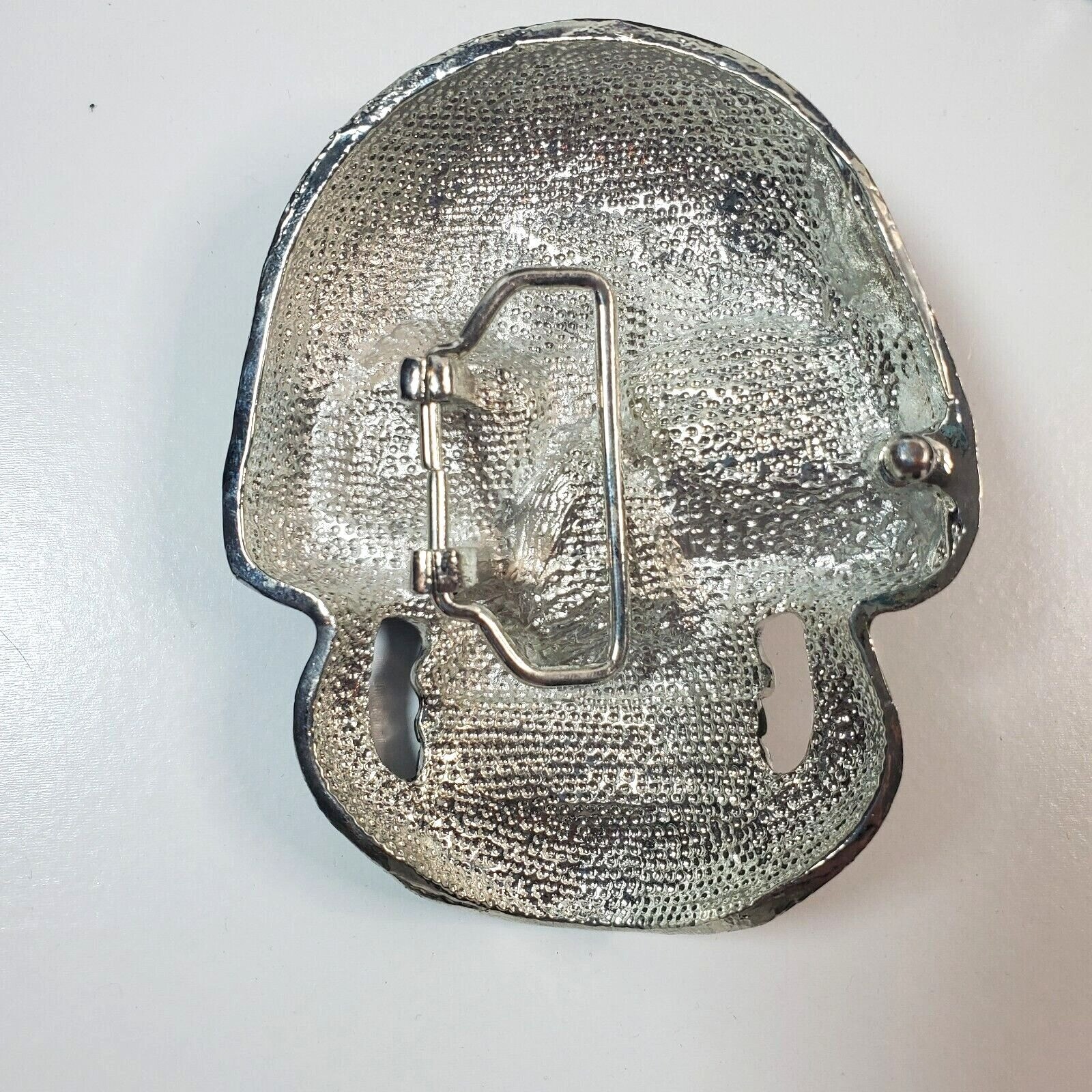 Grim Reaper Skull Belt Buckle Silver Tone Metal Camouflage Enamel 4 inch