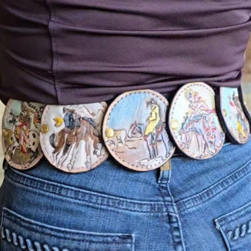 Unisex Cowboy Belt Decorative Metal Buckles Belt for Parties and Daily Fashion