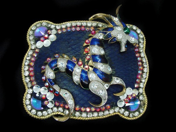 SL07159 REALLY NICE **DRAGON** ORNAMENTAL CRYSTALS FASHION ART BELT BUCKLE