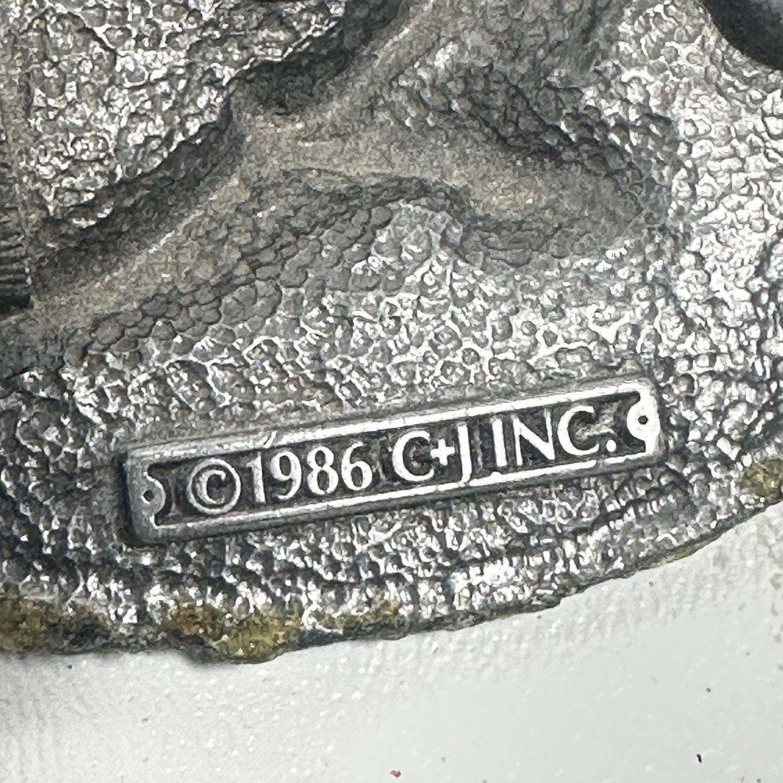 Vintage C & J Inc Colorado Eagle Belt Buckle and Strap 1986 Pewter USA