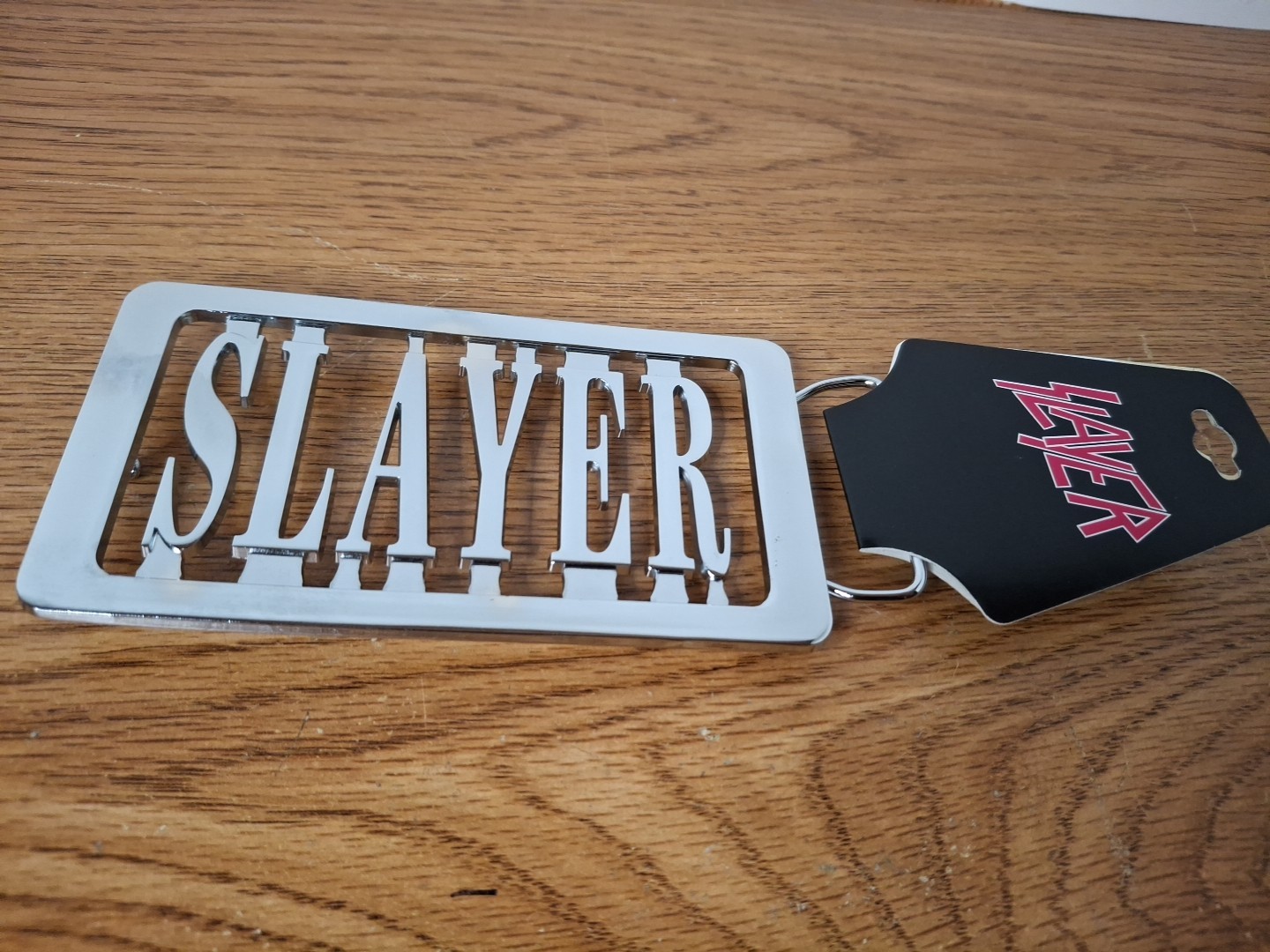 NWT SLAYER Heavy METAL MERCH SILVER LOGO BELT BUCKLE BRAVADO 5×2.5 2005