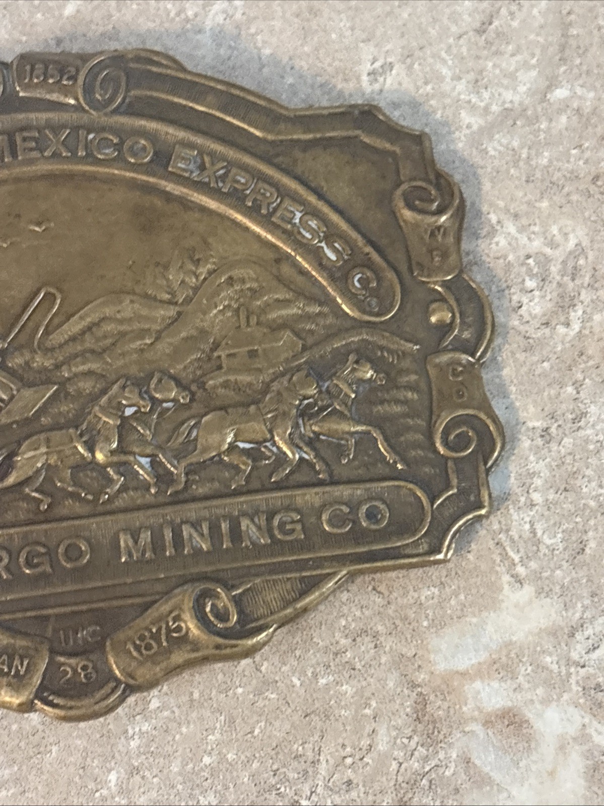 VINTAGE ARIZONA & NEW MEXICO EXPRESS CO WELL FARGO MINING COMPANY BELT BUCKLE