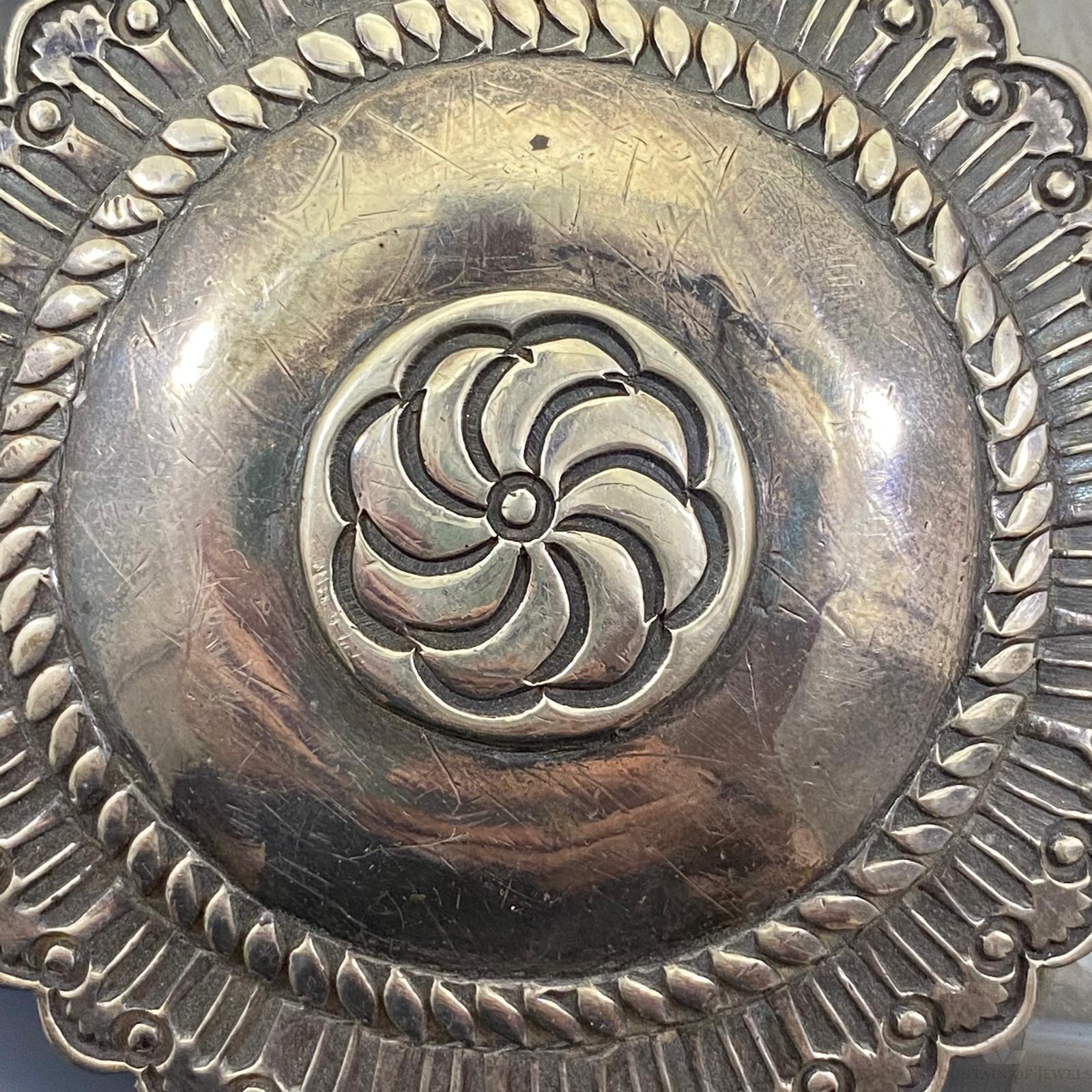 Vintage Native American Silver Rounded Stamped Belt Buckle For Men