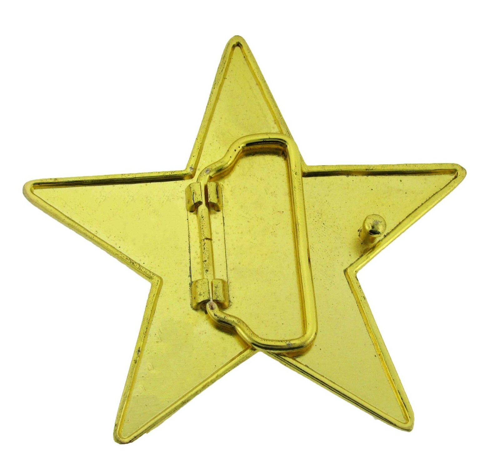 New Classic Star Belt Buckle Gold Metal Rhinestones Out Blinged Rock Punk Iced