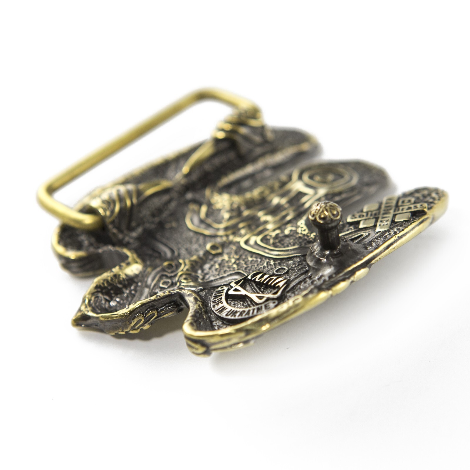 Handmade brass belt buckle Fighting Falcon, Solid hunting hawk sculptural