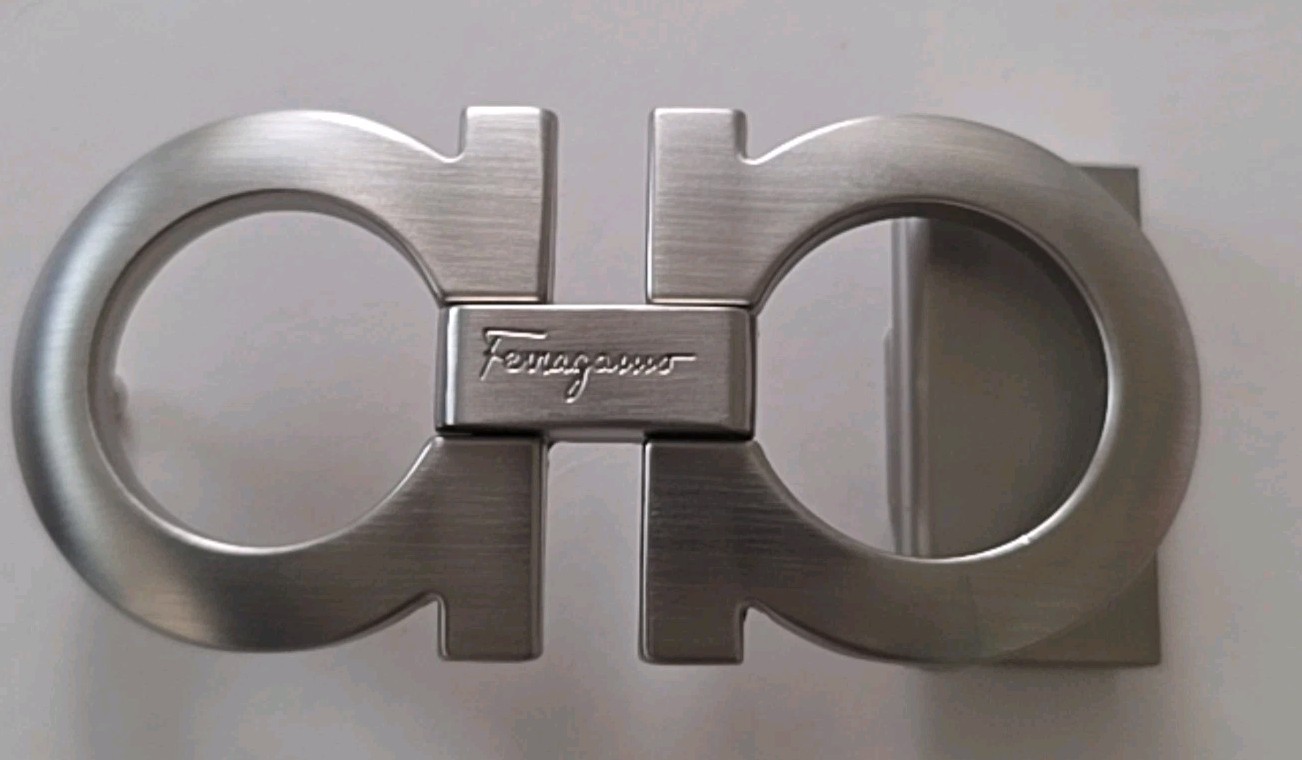 AUTH. SALVATORE FERRAGAMO SILVER GANCINI BELT BUCKLE FOR 1.3&Prime; WIDE BELT STRAP