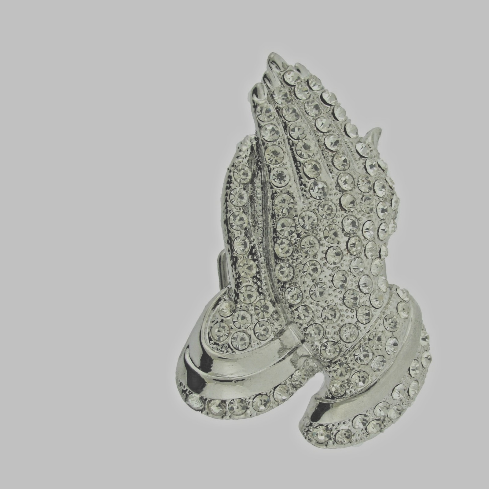 Praying Hands Belt Buckle New Men Women Silver Metal Iced Blinged Style Cowgirl