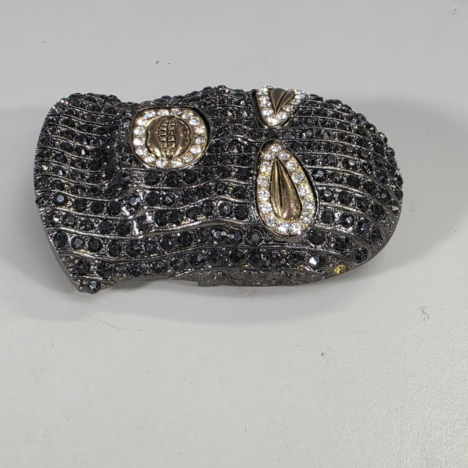 Men&rsquo;s Hip Hop Gun Metal Black Goon Mask Belt Buckle Rhinestones