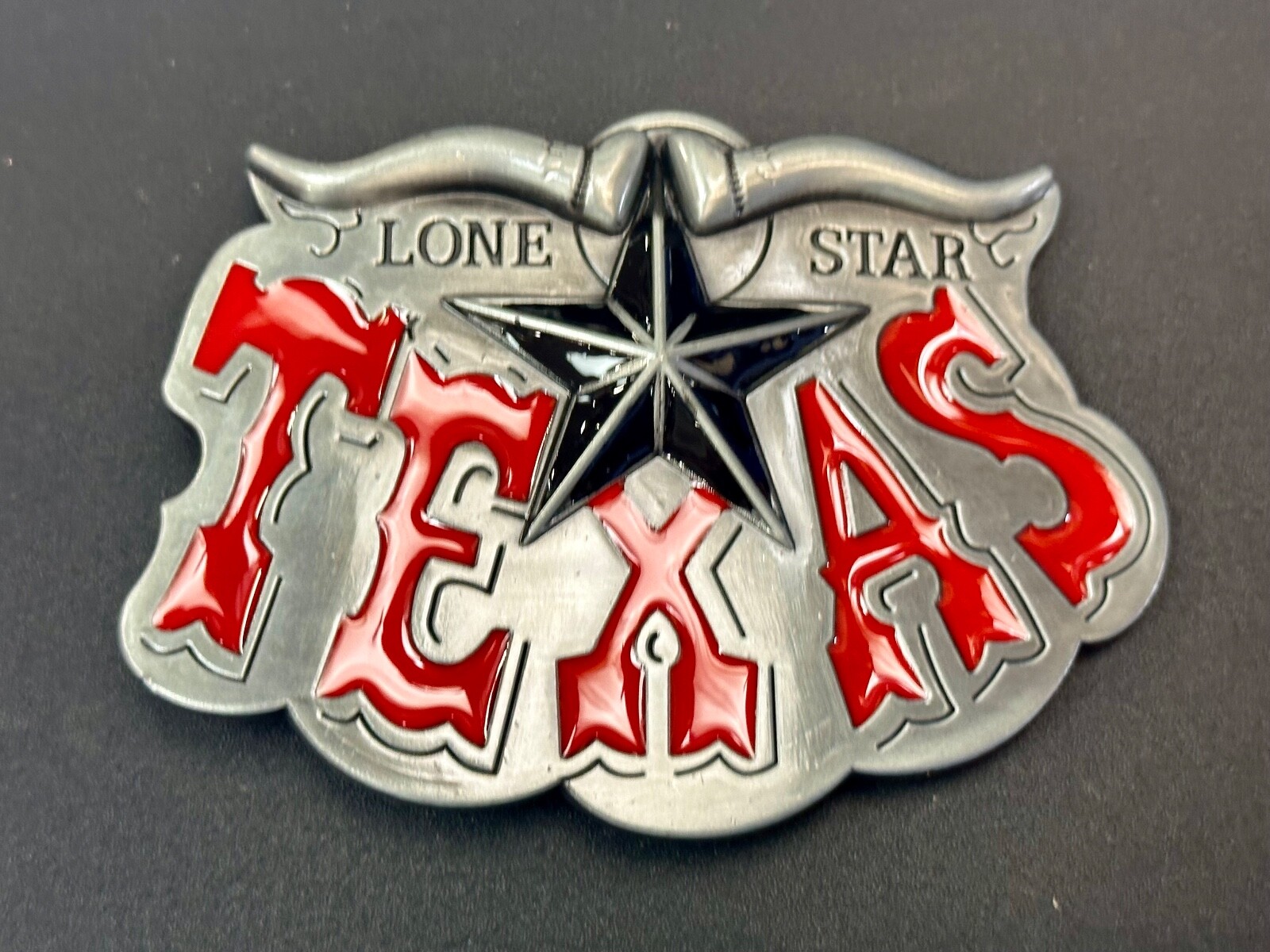 Texas The Lone Star State Cowboys TX Longhorn Raised 4&Prime; Buckle Rage Belt Buckle