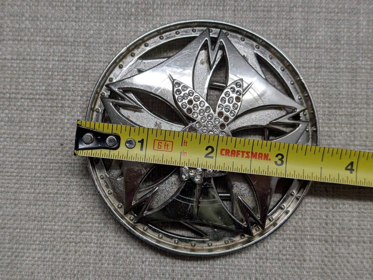 vintage PLAYBOY belt buckle SPINNER chrome BUNNY metal rhinestone STUDDED