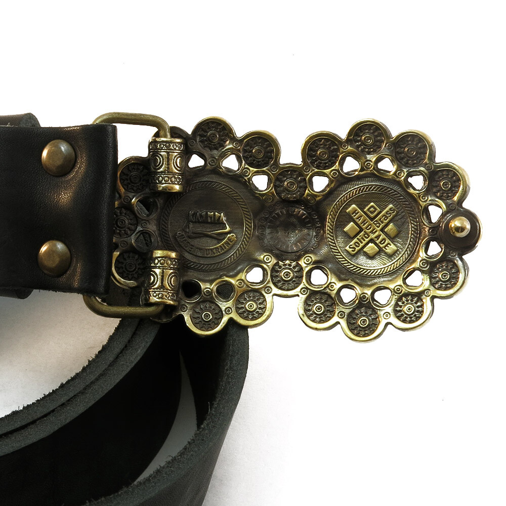 Solid brass belt buckle Double sun, Handmade Pagan solar symbol belt buckle