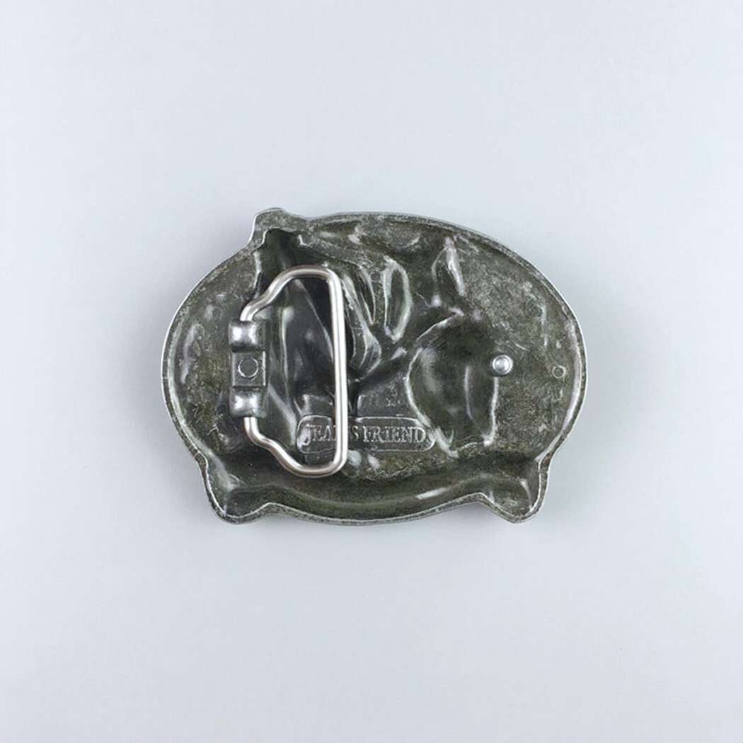 Antique Silver Rodeo Steer Wrestling Western Belt Buckle Boucle de Ceinture