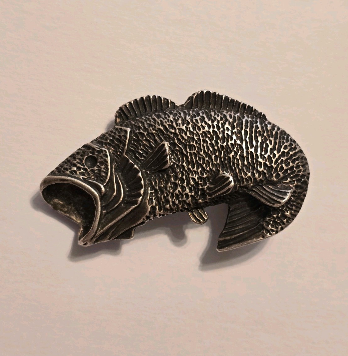 Largemouth Large Mouth Bass Sterling Silver 925 Belt Buckle Big Fish Detailed