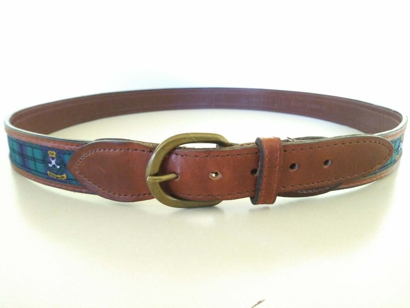 YRI FABRIC & LEATHER BELT LACROSSE BERMUDA CROWN SIZE 40