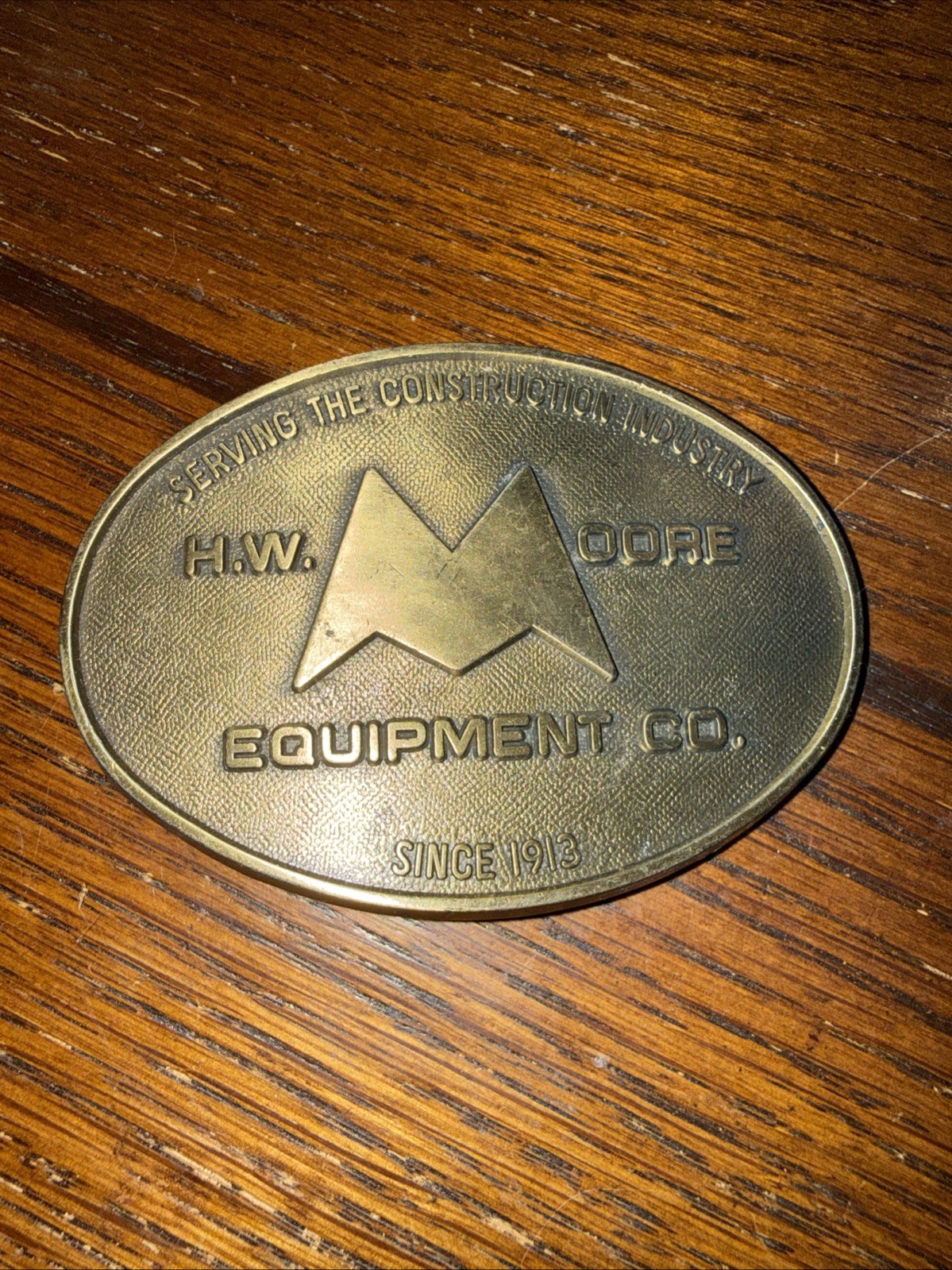 VTG BELT BUCKLE HW Moore Equipment Co Denver Colorado Construction Since 1913